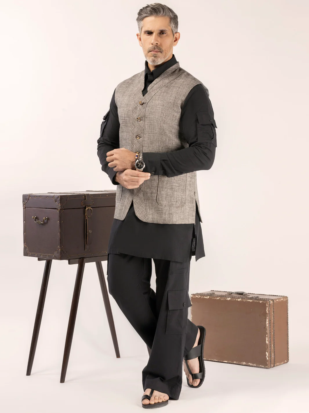Grey Linen Waistcoat - ALCR-WC-010 - Image 2