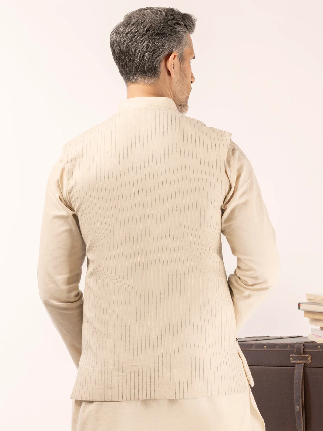 Beige Linen Waistcoat - ALCR-WC-011 - Image 3