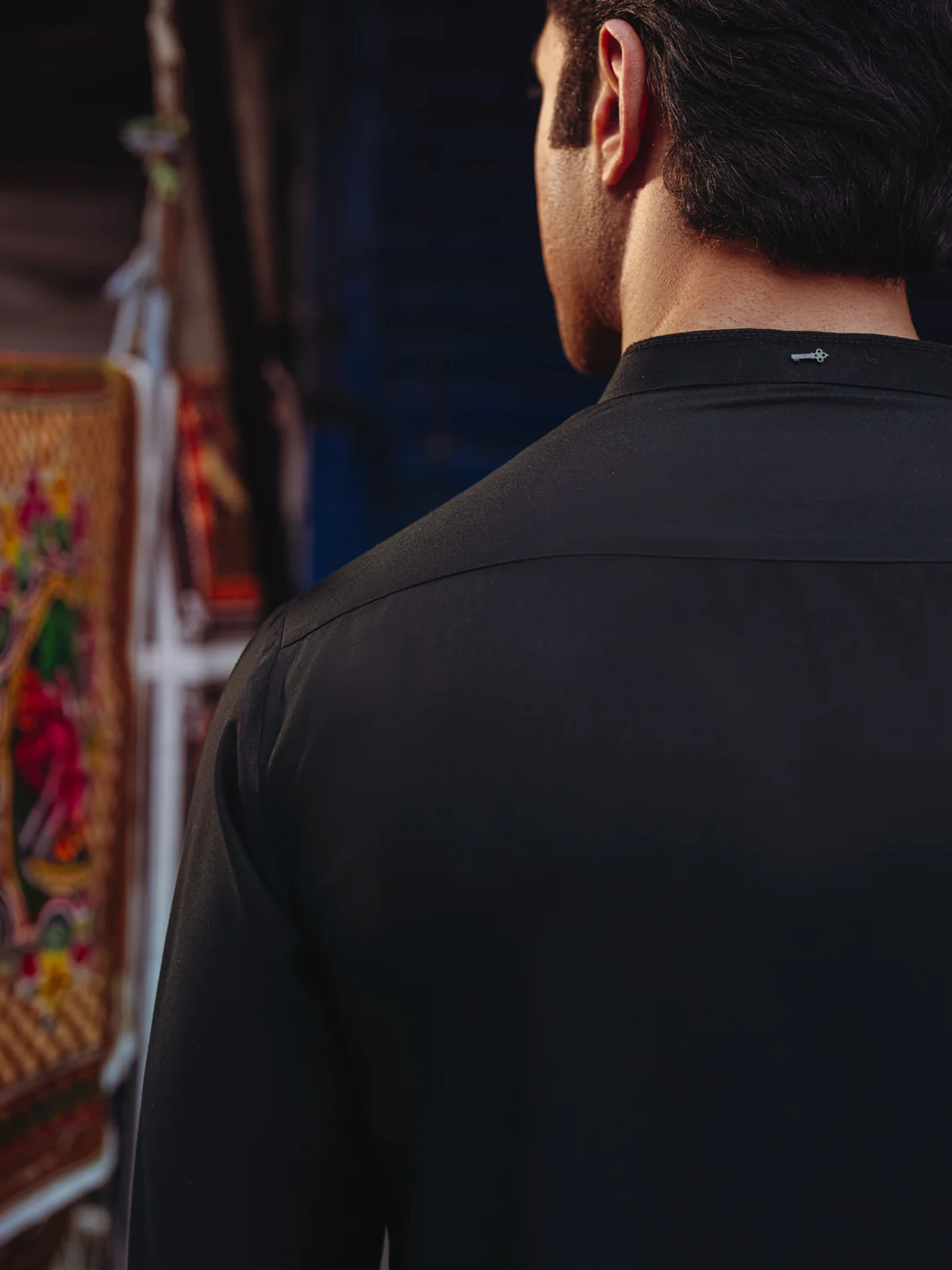 Black Blended Kurta - ALET-K-2004 - Image 4