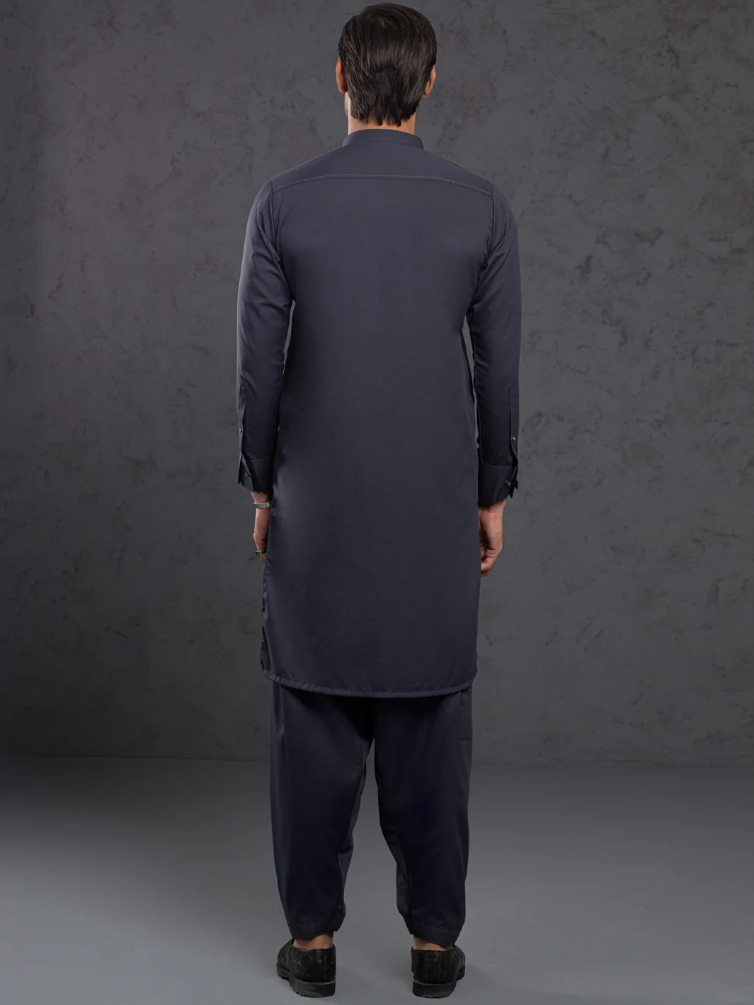 Grey Plain Kameez Shalwar - ALET-KS-1012-R4 - Image 3