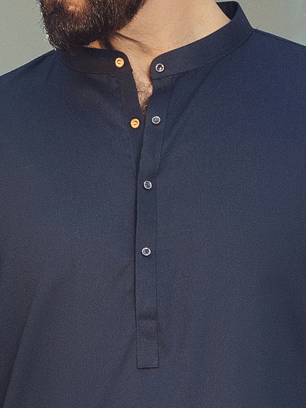 Midnight Blue Plain Kameez Shalwar - ALET-KS-3013-R2 - Image 5