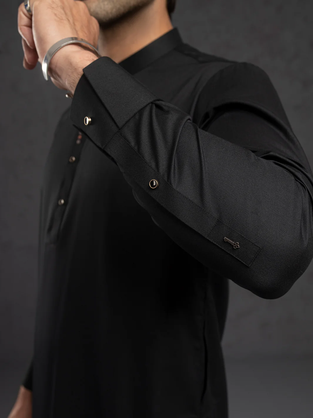 Black Plain Kurta Trousers - ALET-KT-1004-R4 - Image 3