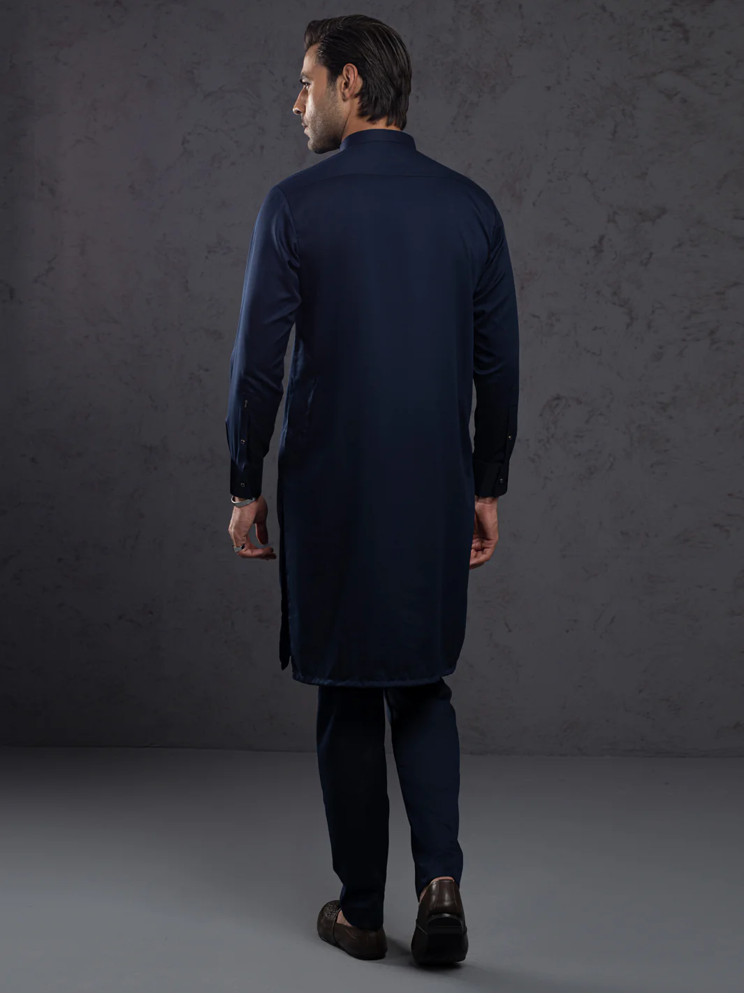 Midnight Blue Plain Kurta Trousers - ALET-KT-3003-R2 - Image 4