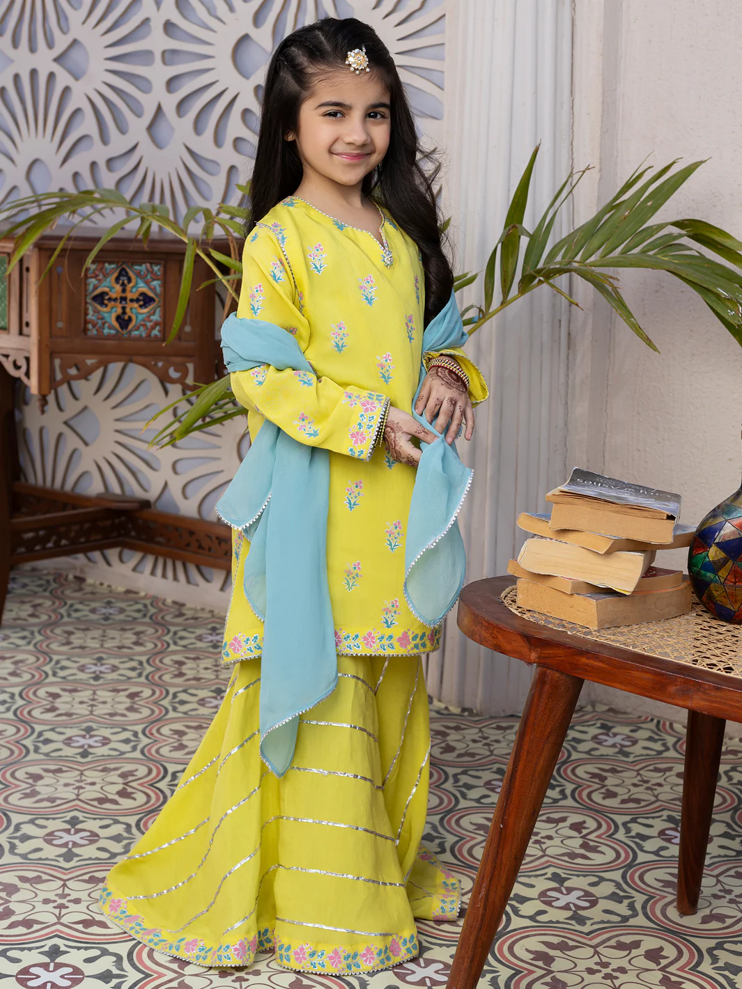 Lime Green Maple Silk 2 Piece Stitched - ALGR-3PS-LS-004 - Image 4