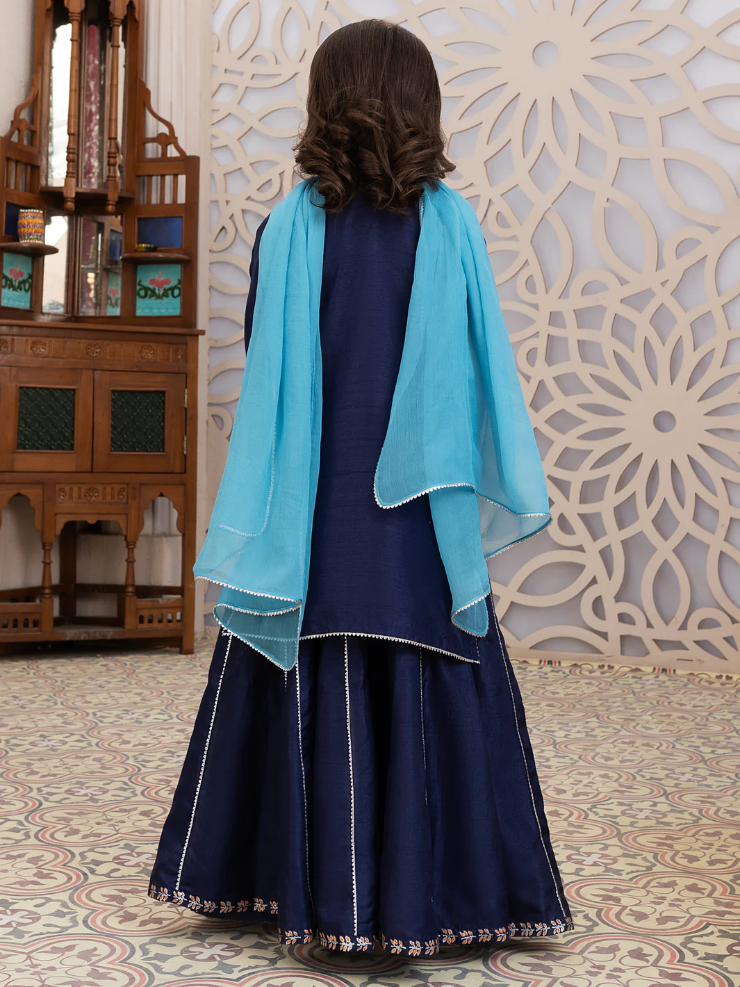 Blue Raw Silk 3Pc Stitched - ALGR-3PS-LS-020 - Image 2