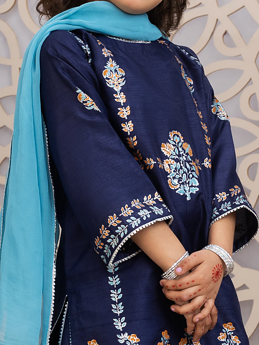 Blue Raw Silk 3Pc Stitched - ALGR-3PS-LS-020 - Image 3