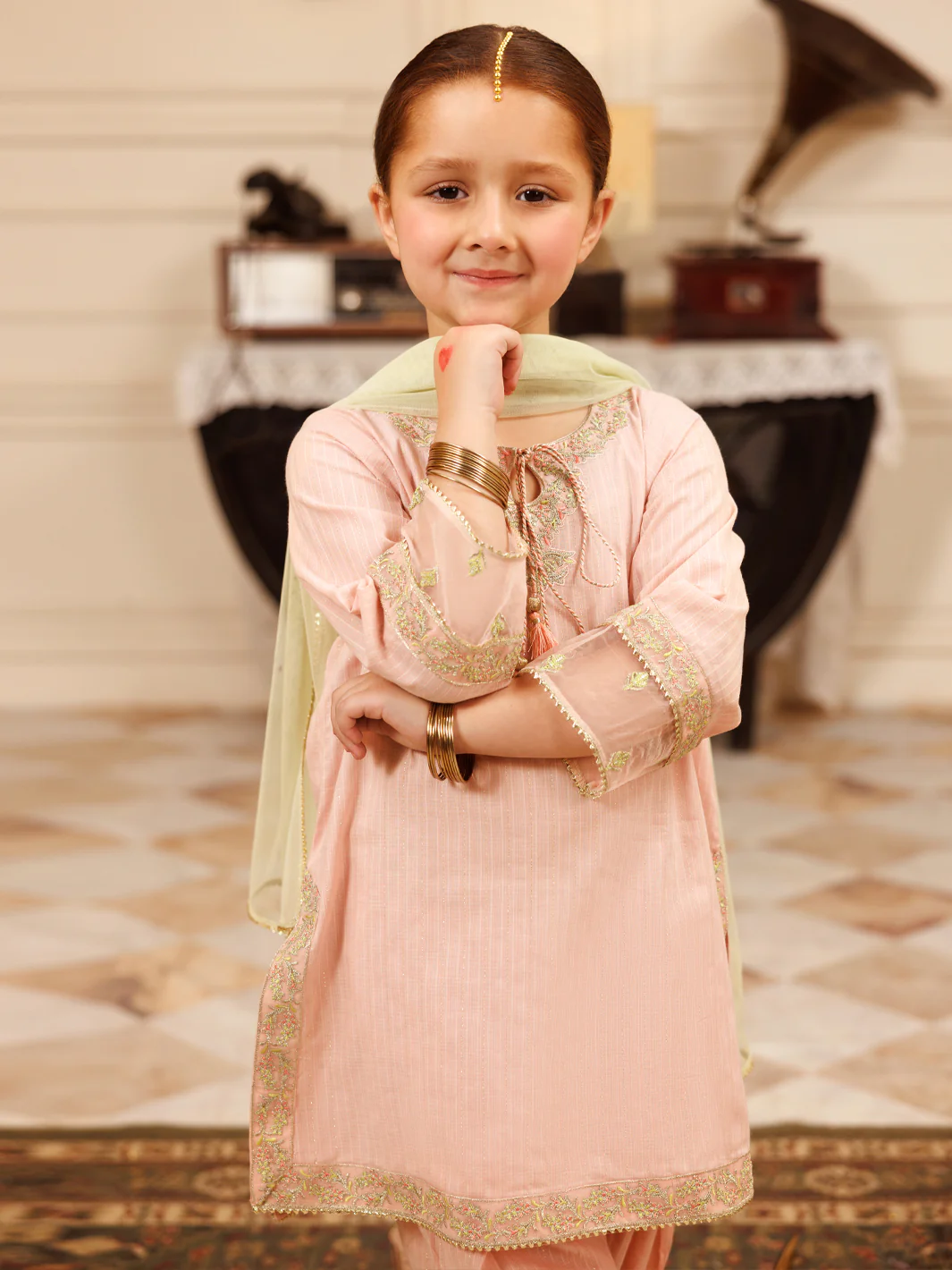 Light Pink Cotton Lurex Formal 3Pc Stitched - ALGR-3PS-LS-024 - Image 2