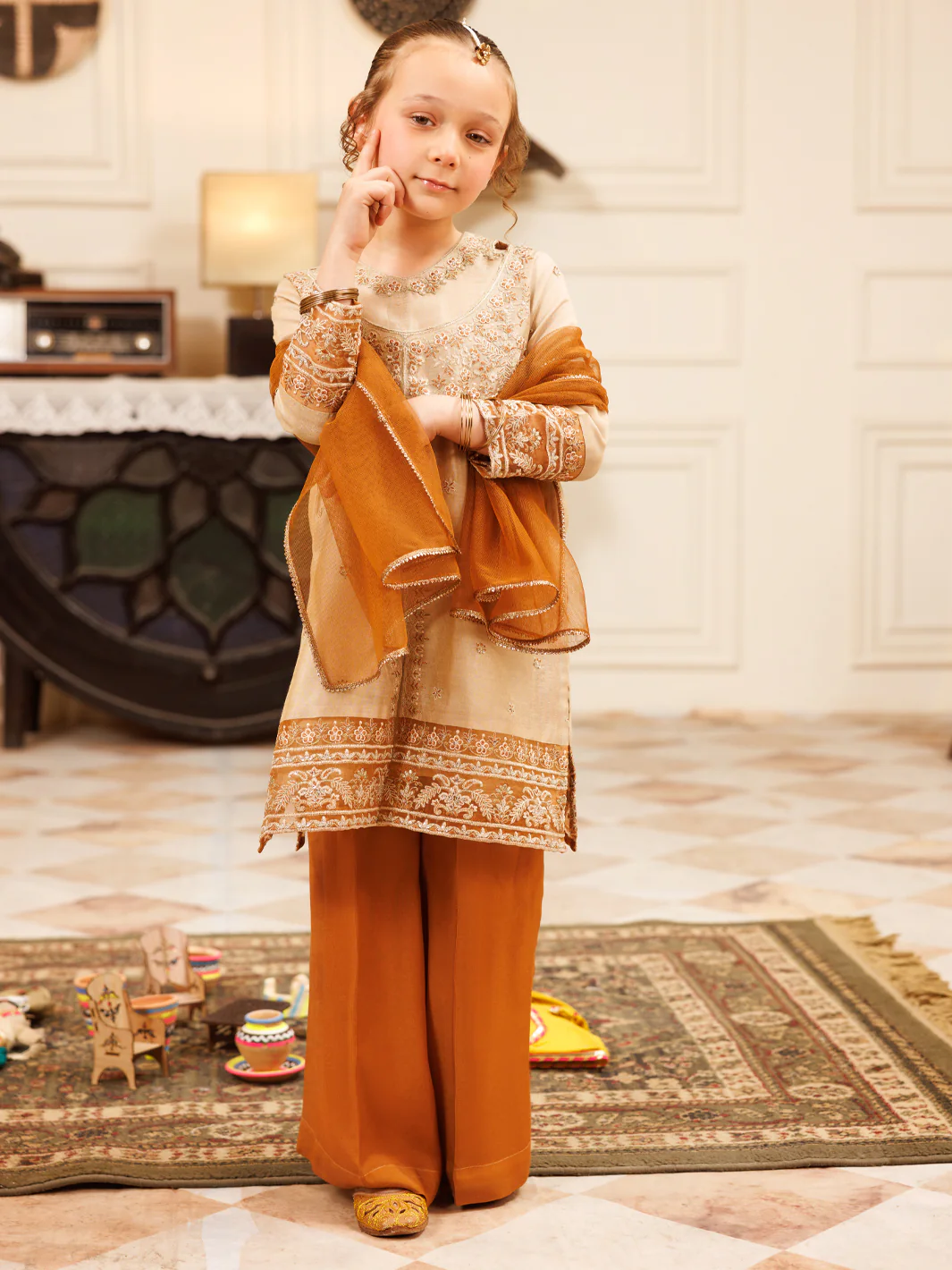 Light Brown Formal 3Pc Stitched - ALGR-3PS-LS-031 - Image 3