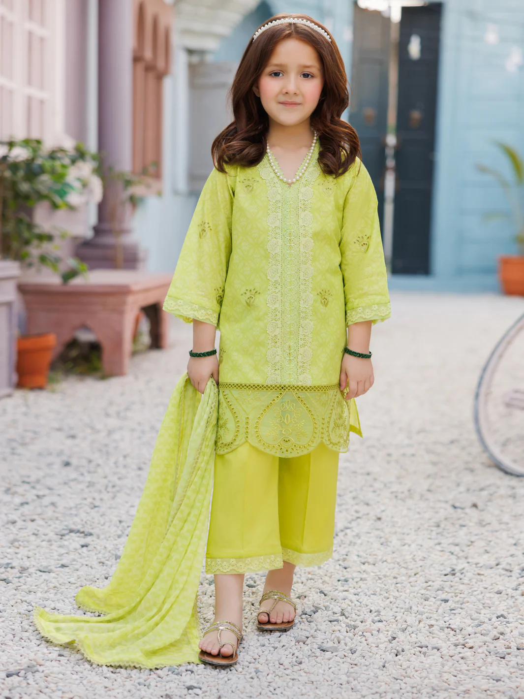 Parrot Green Lawn Formal 3Pc Stitched - ALGR-3PS-LS-036
