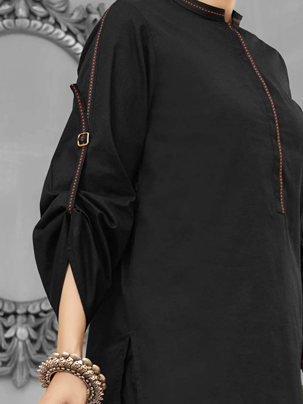 Black Cambric 2Pc Stitched - ALP-1034 - Image 4
