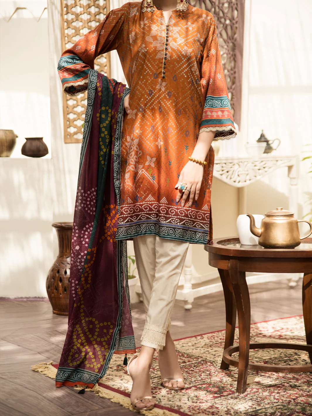 Orange Cambric 2Pc Unstitched - ALP-2PS-1210