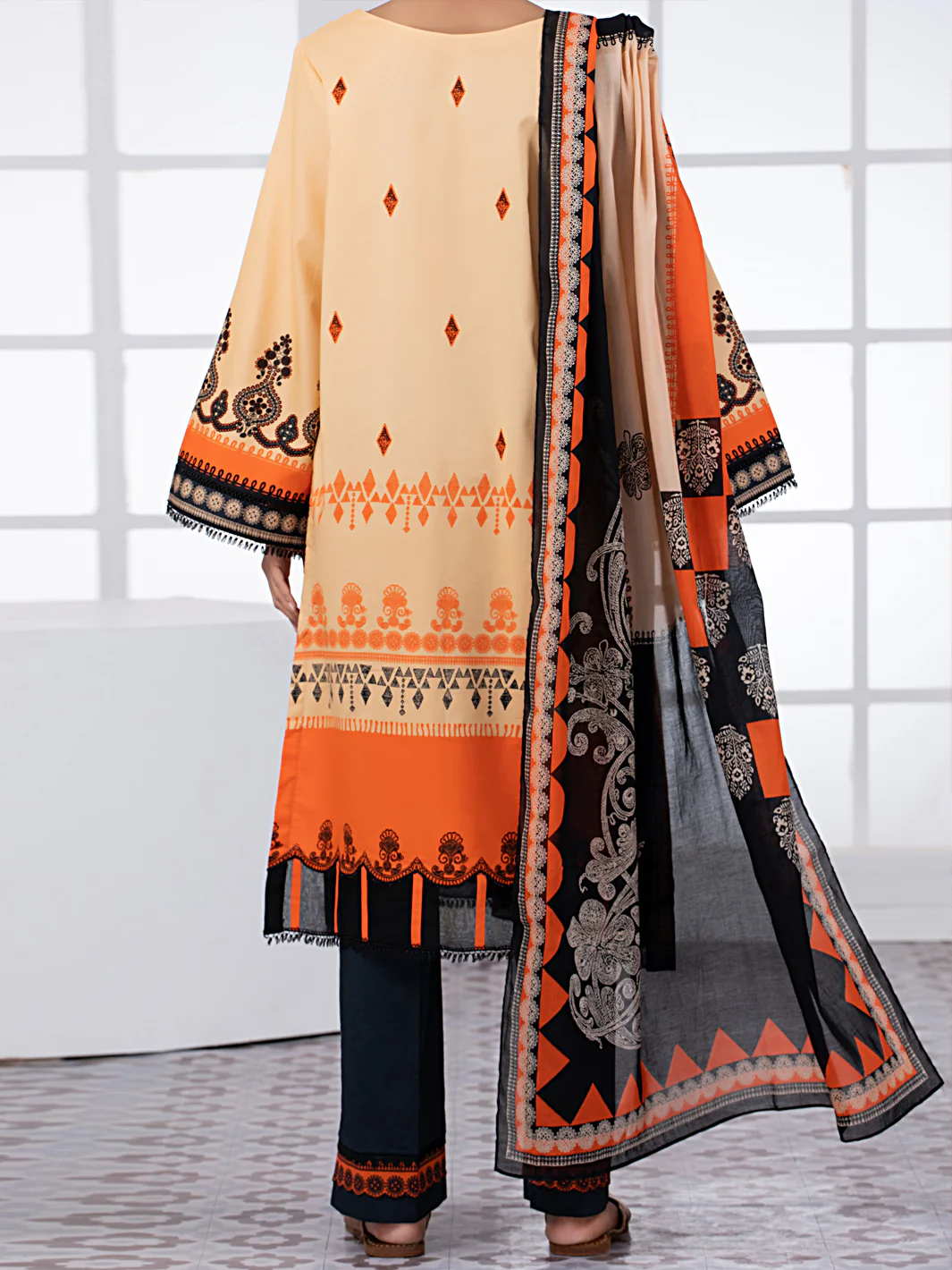 Beige Lawn 2Pc Unstitched - ALP-2PS-1448A - Image 2