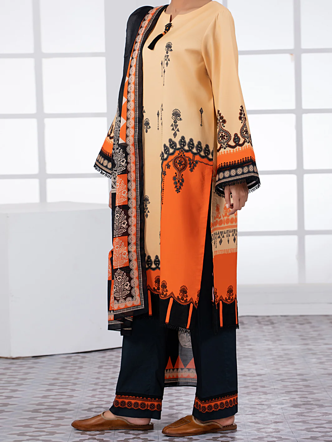 Beige Lawn 2Pc Unstitched - ALP-2PS-1448A - Image 3