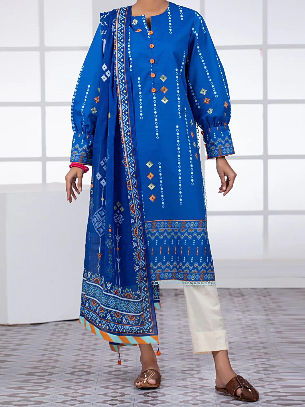 Navy Blue Lawn 2Pc Unstitched - ALP-2PS-1452A