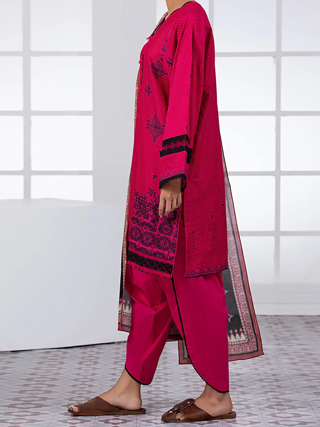 Red 2Pc Unstitched - ALP-2PS-1453A - Image 3