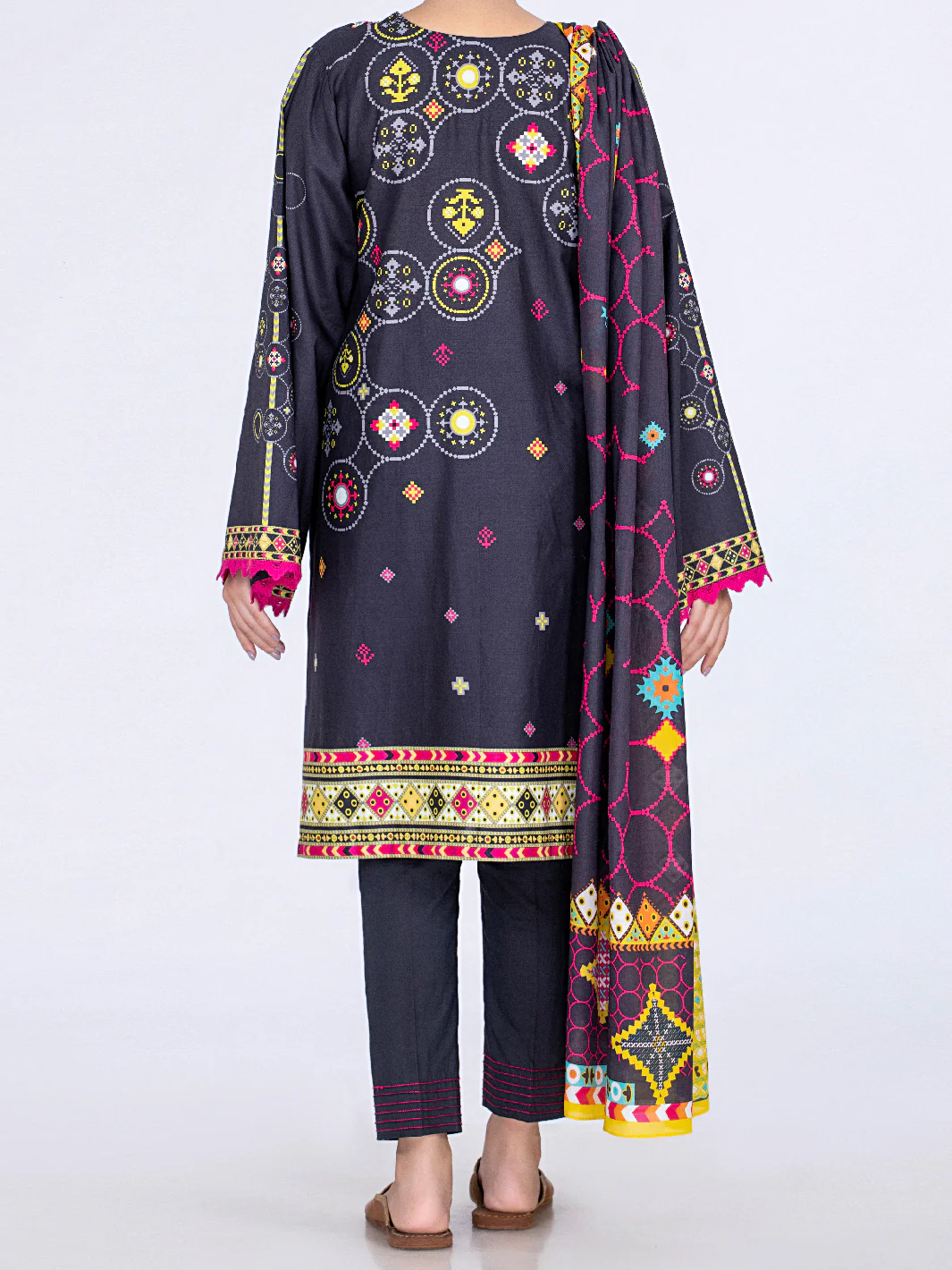 Black Lawn 2Pc Unstitched - ALP-2PS-1454A - Image 2
