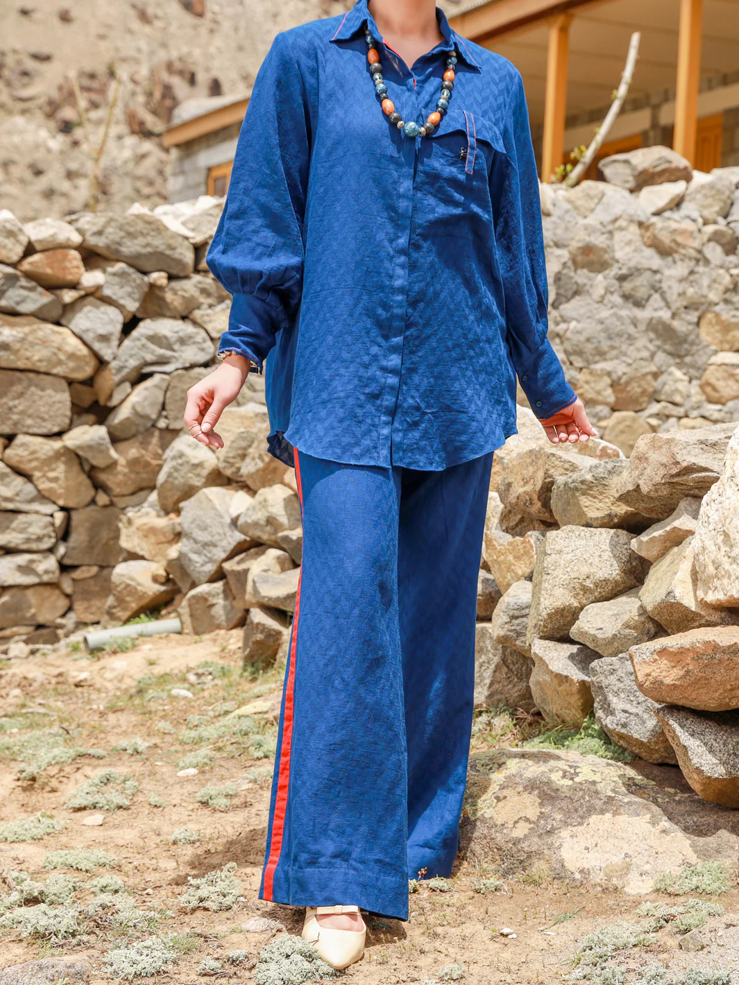 Navy Blue Dobby 2Pc Stitched - ALP-2PS-LKS-1461