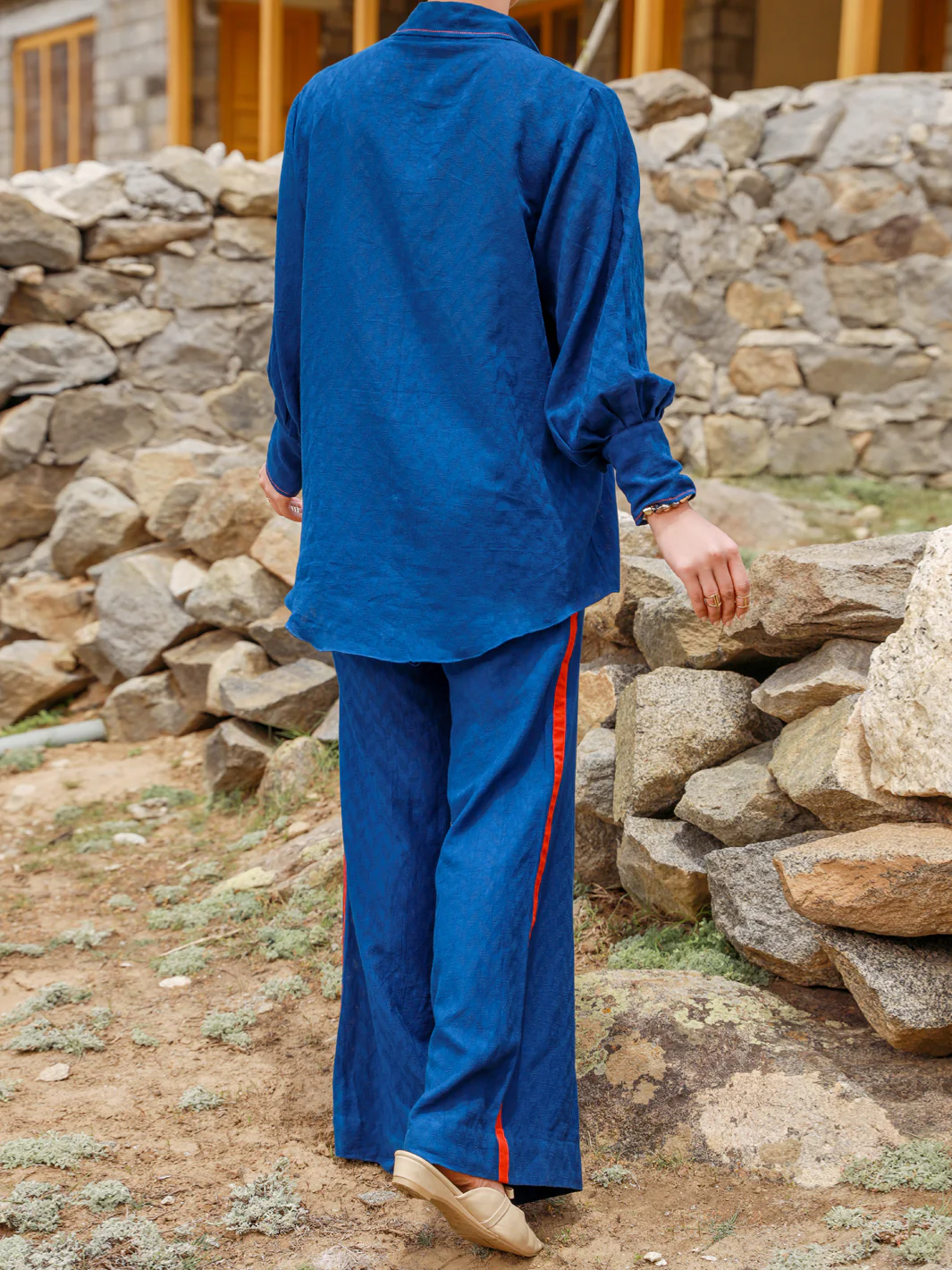Navy Blue Dobby 2Pc Stitched - ALP-2PS-LKS-1461 - Image 2