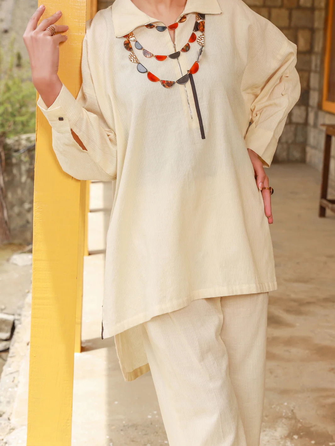Off White Dobby 2Pc Stitched - ALP-2PS-LKS-1463 - Image 4