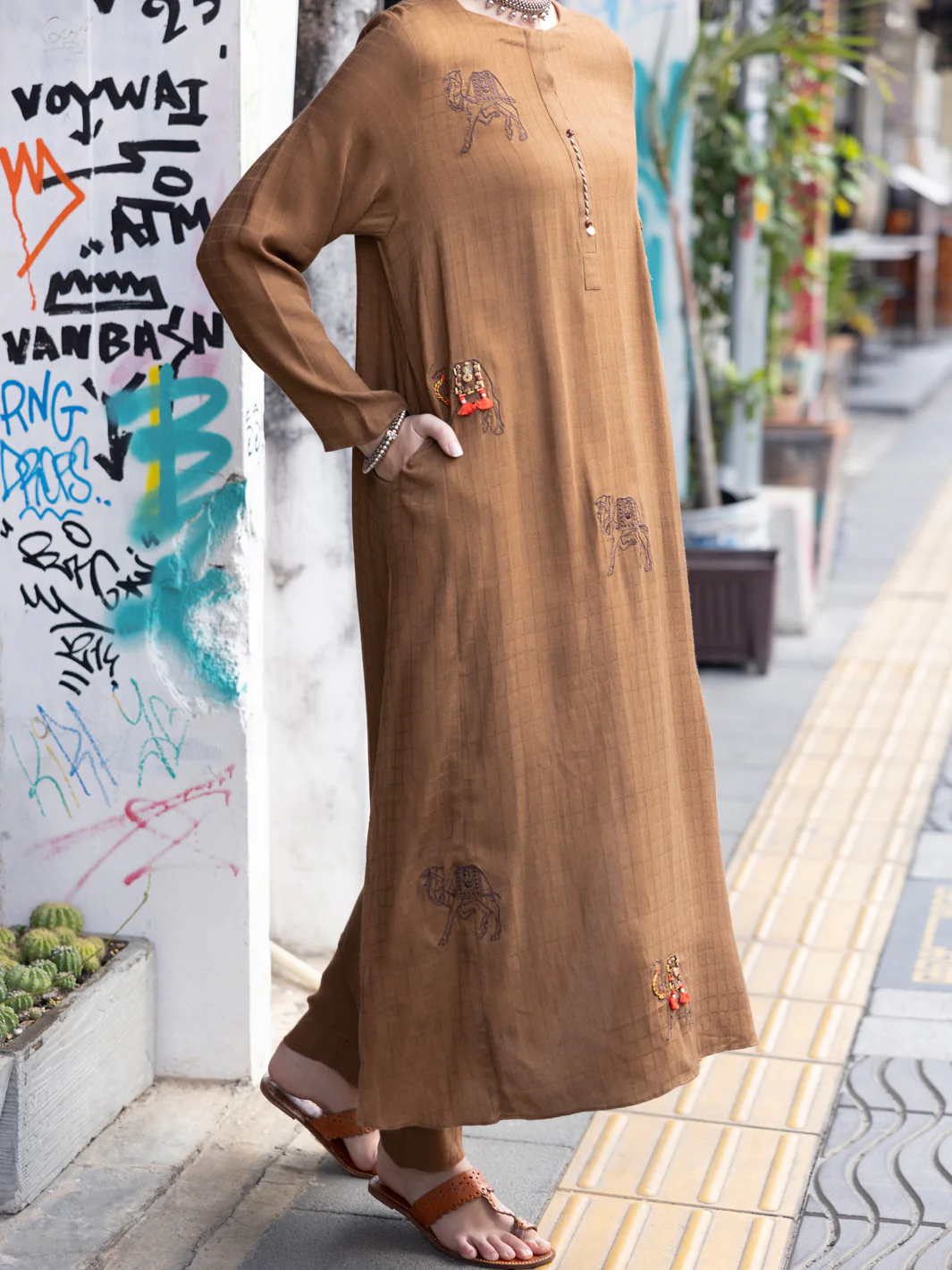Brown Cotton Dobby 2Pc Stitched - ALP-2PS-LKS-1822 - Image 3