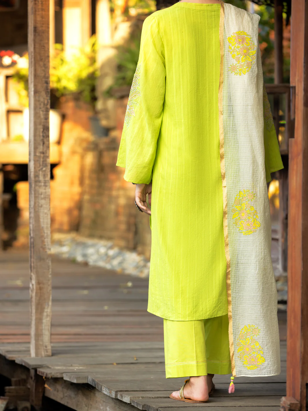 Lime Green Dobby 2Pc Stitched - ALP-2PS-LKS-1829 - Image 2