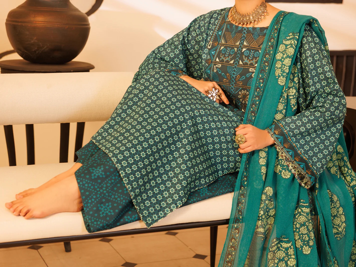Teal Lawn Stitched 2Pc - ALP-2PS-LKS-2337B - Image 5