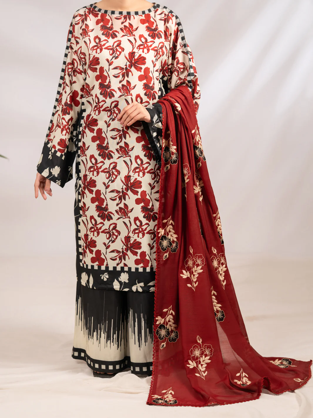 Maroon Silk Lawn 2Pc Stitched - ALP-2PS-LKS-2339 - Image 4