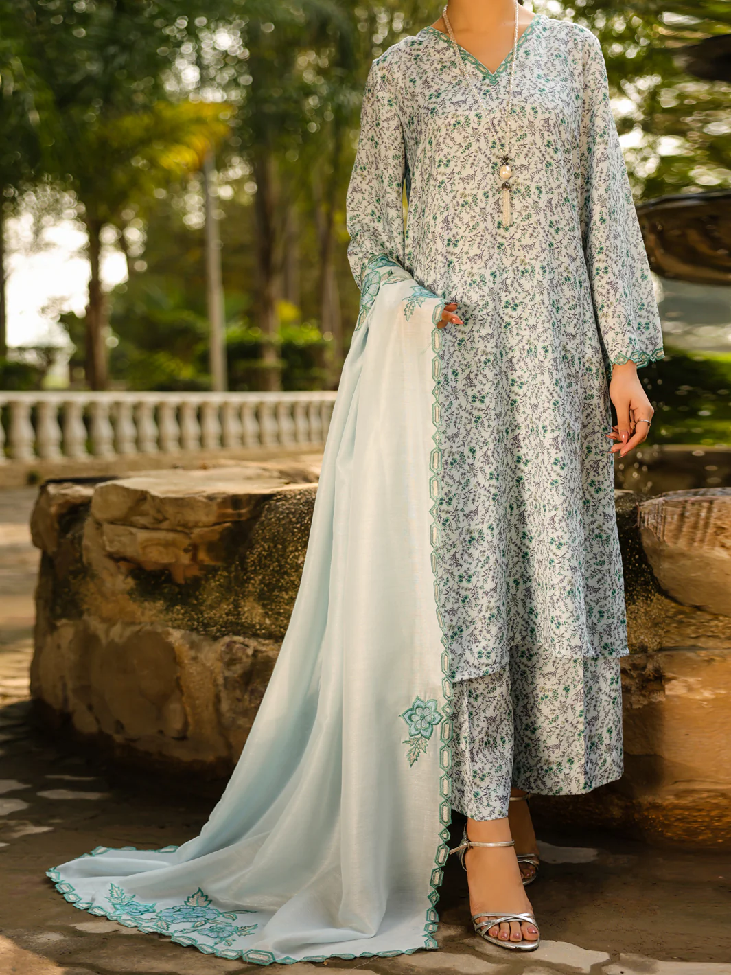 Ice Blue Silk Lawn 2Pc Stitched - ALP-2PS-LKS-2365 - Image 3