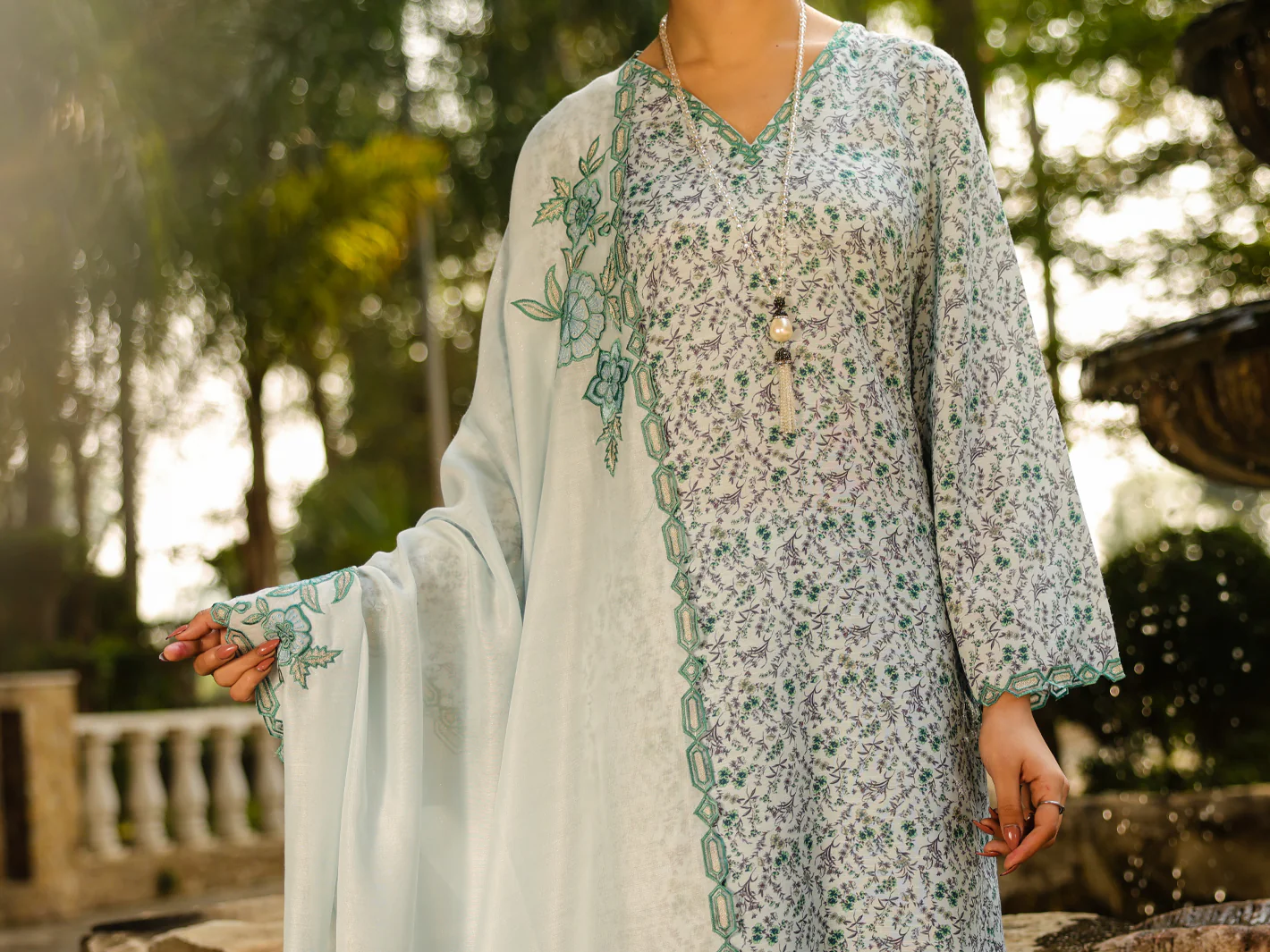 Ice Blue Silk Lawn 2Pc Stitched - ALP-2PS-LKS-2365 - Image 5