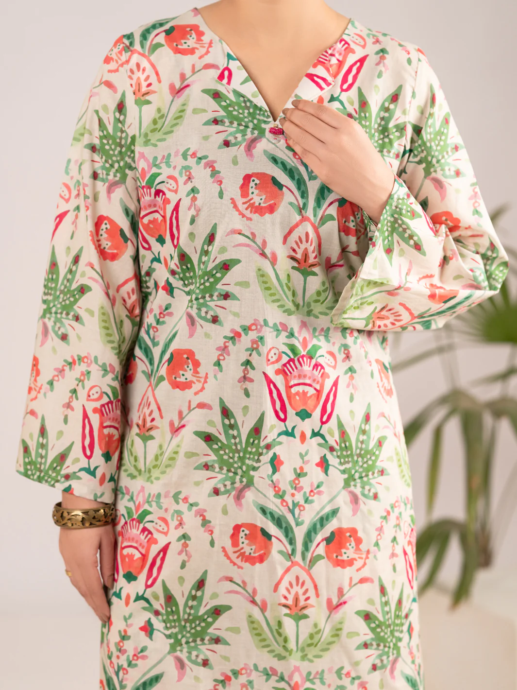 Light Green Lawn Co-Ord Set - ALP-2PS-LKS-2505 - Image 2