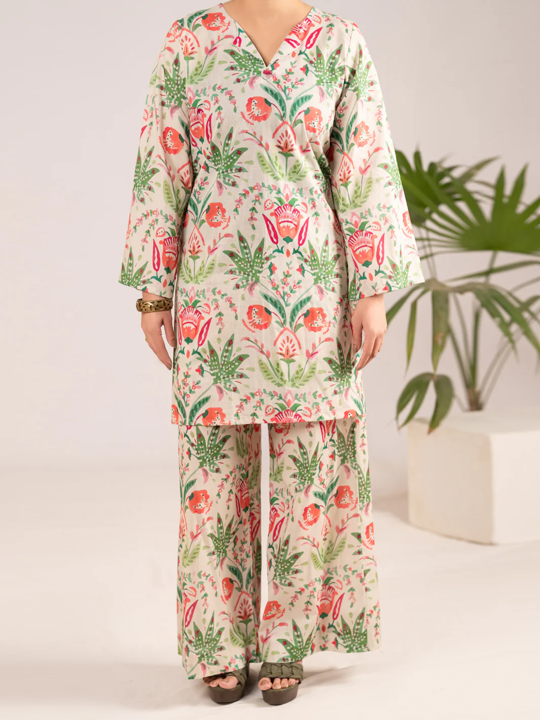 Light Green Lawn Co-Ord Set - ALP-2PS-LKS-2505 - Image 4
