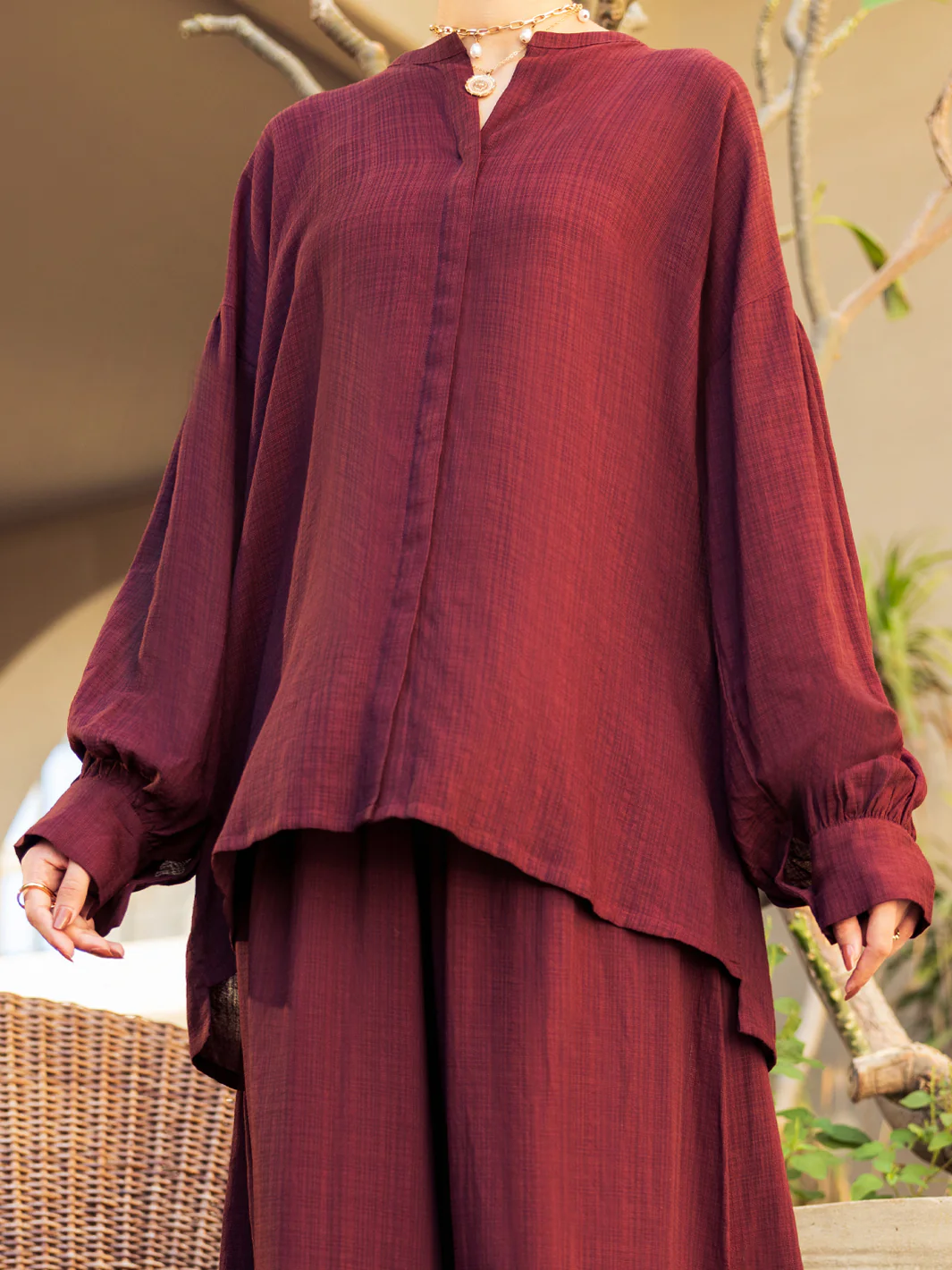 Brown Crosshatch Stitched 2PC - ALP-2PS-LKS-2790 - Image 3