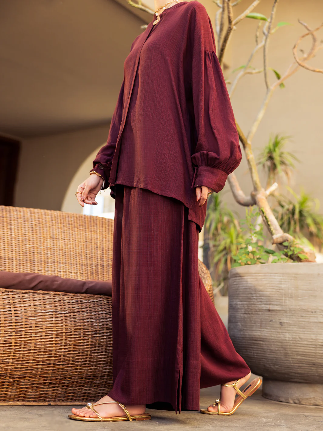 Brown Crosshatch Stitched 2PC - ALP-2PS-LKS-2790 - Image 4