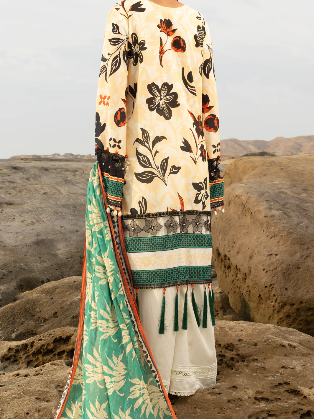 Beige Lawn 2Pc Unstitched - ALP-2PS-SLKD-2254 - Image 2