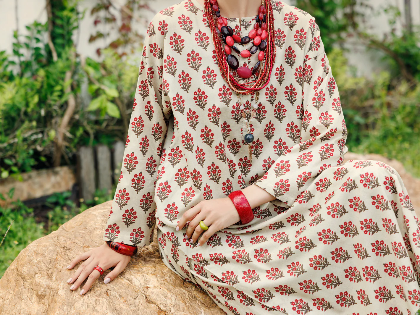 Cream Lawn Co-ord Set - ALP-2PS-SLKS-2073 - Image 4
