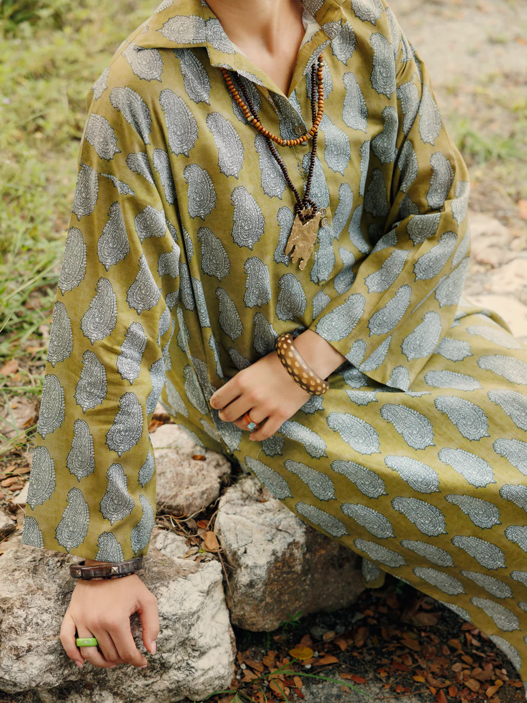 Mehndi Green Lawn Co-ord Set - ALP-2PS-SLKS-2075 - Image 3