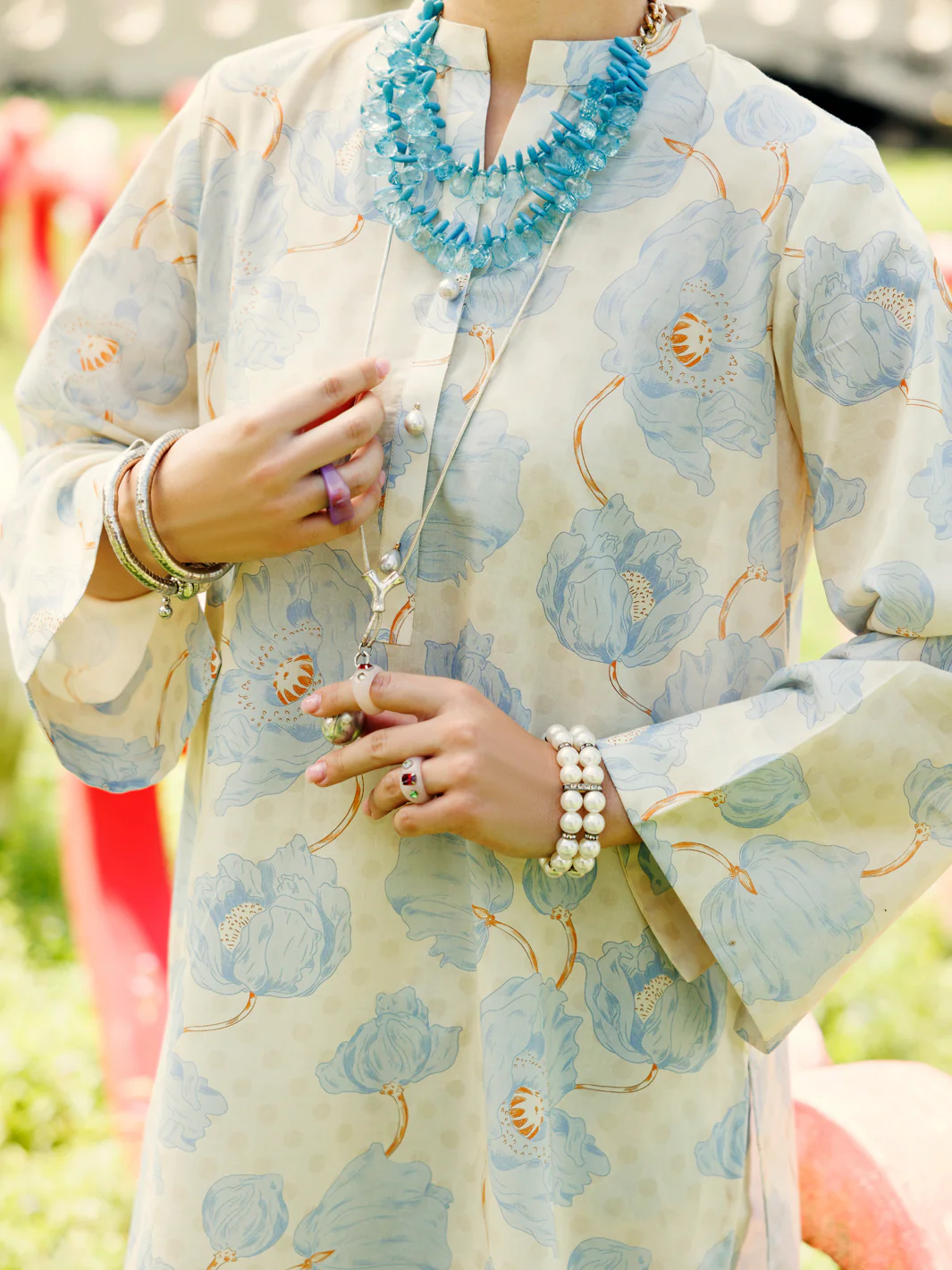 Sky Blue Lawn Co-ord Set - ALP-2PS-SLKS-2095 - Image 3