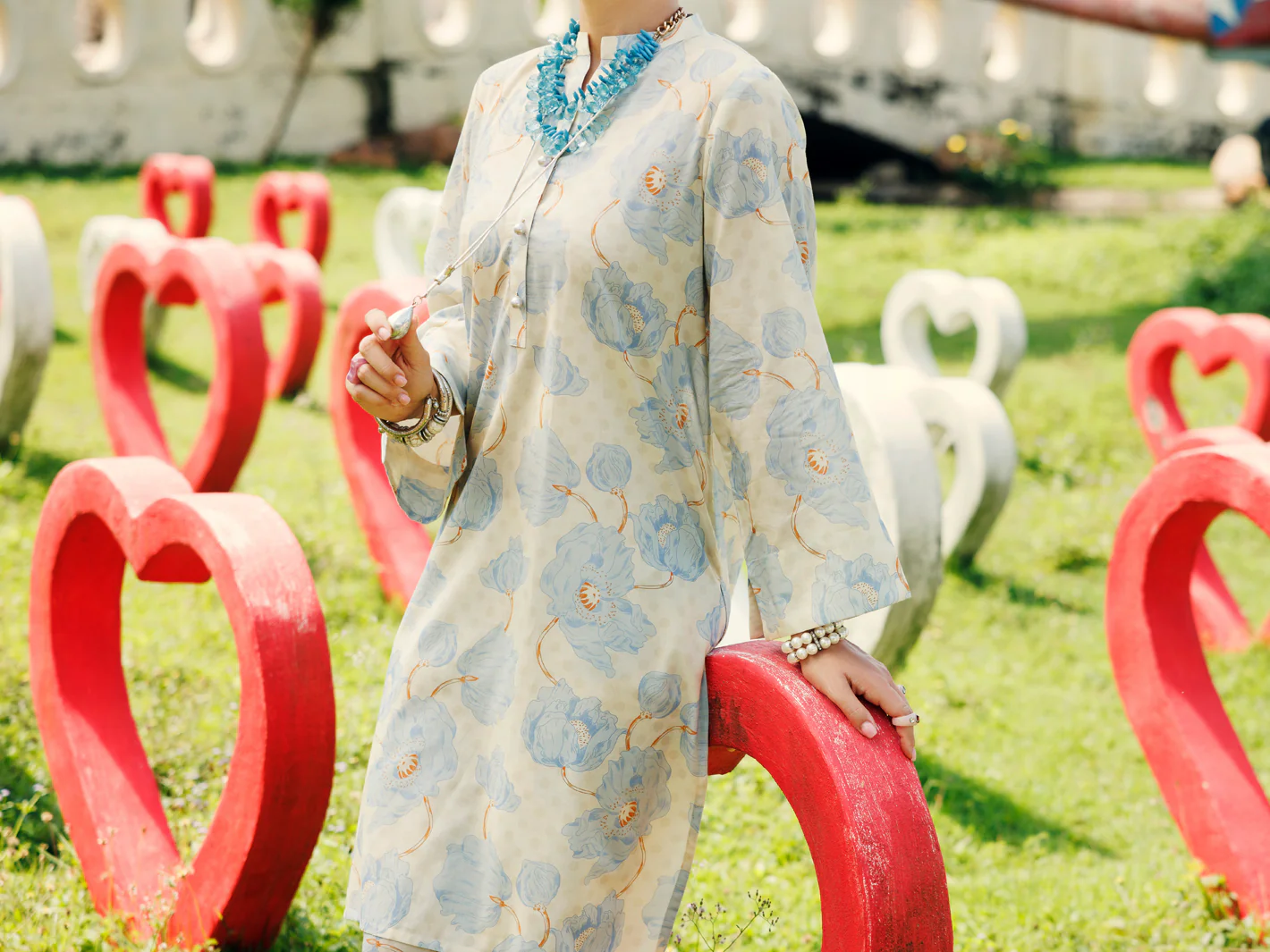 Sky Blue Lawn Co-ord Set - ALP-2PS-SLKS-2095 - Image 4