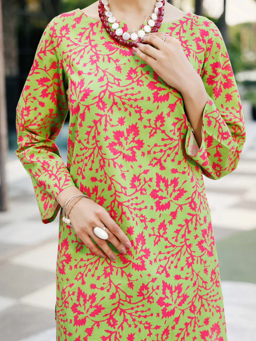 Mehndi Green Lawn Co-ord Set - ALP-2PS-SLKS-2232 - Image 4
