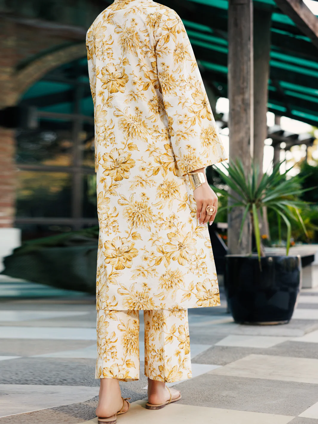 Beige Lawn Co-ord Set - ALP-2PS-SLKS-2239 - Image 3