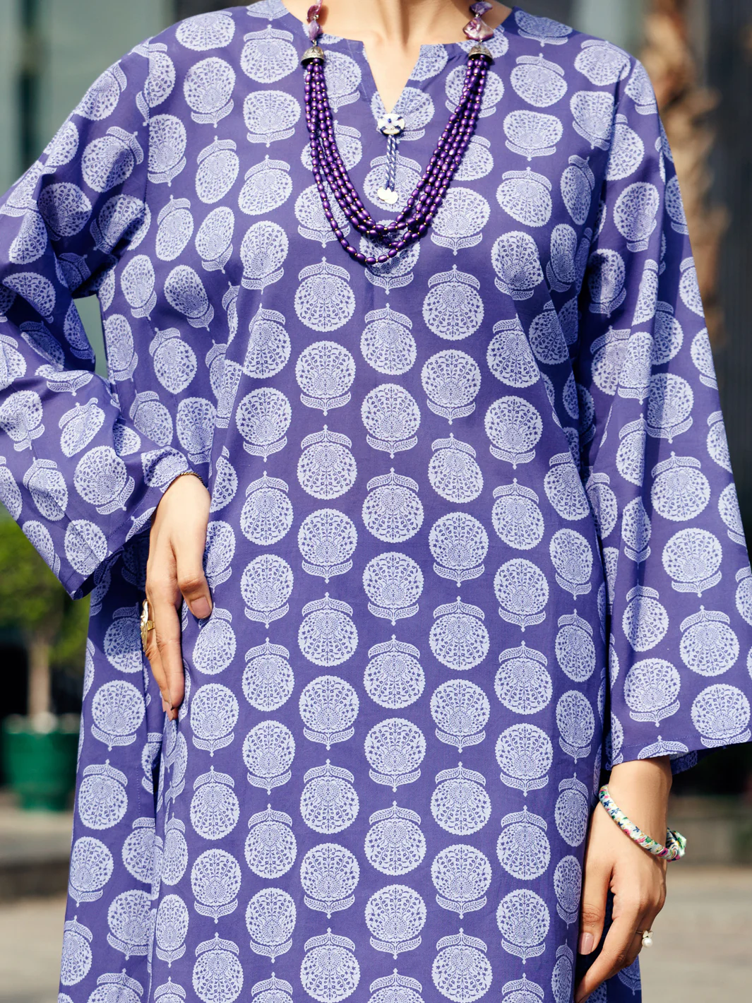 Blue Lawn Co-ord Set - ALP-2PS-SLKS-2249 - Image 3
