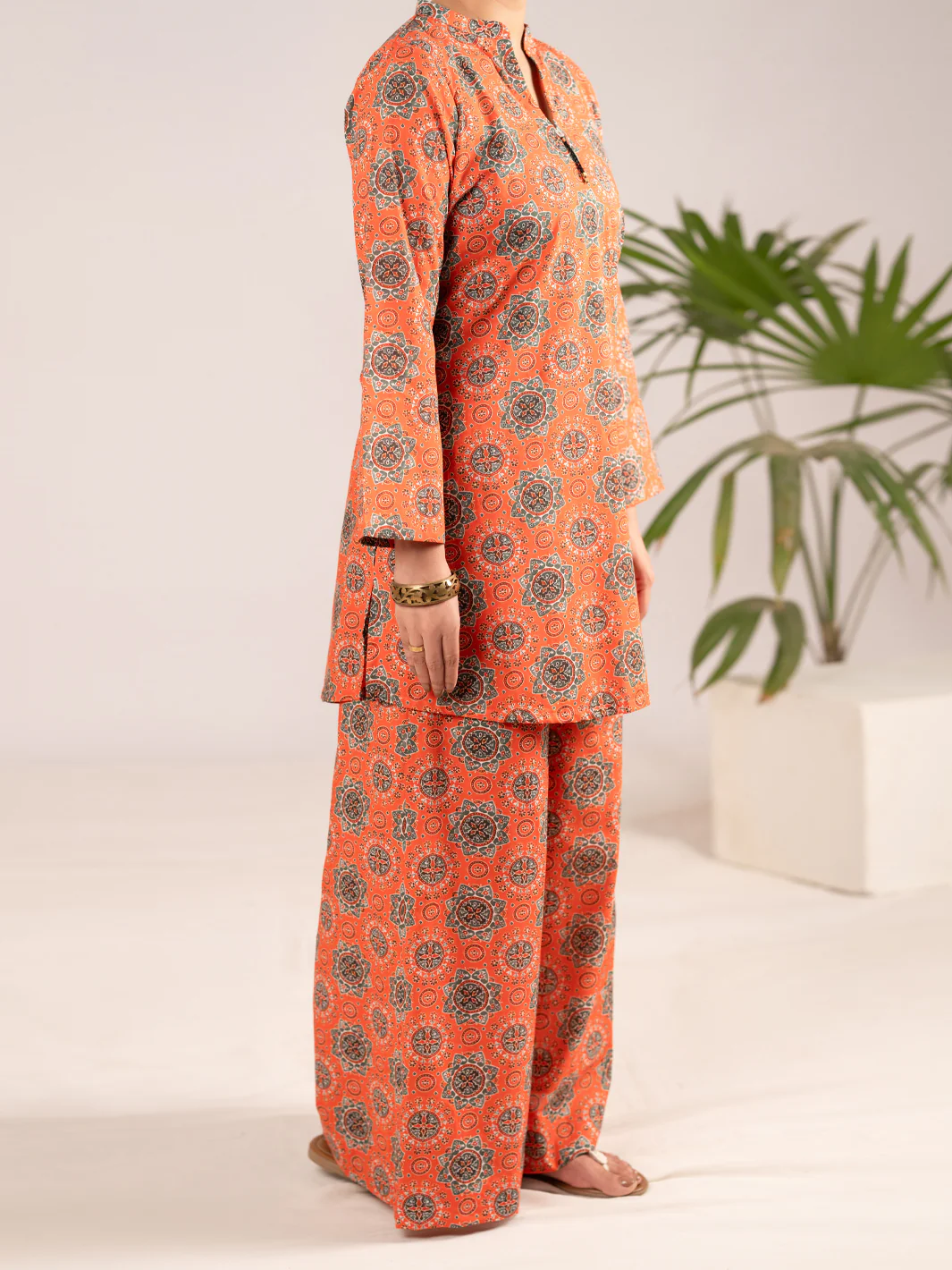 Orange Cambric Co-Ord Set - ALP-2PS-SLKS-2551 - Image 4