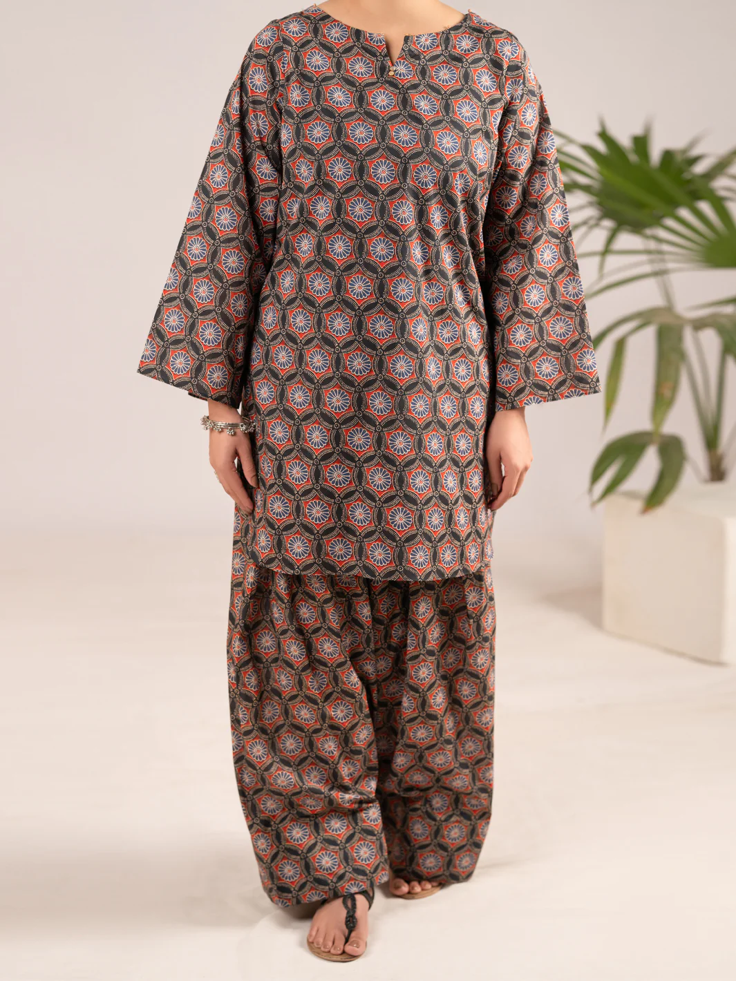 Multicolor Cambric Co-Ord Set - ALP-2PS-SLKS-2553 - Image 4
