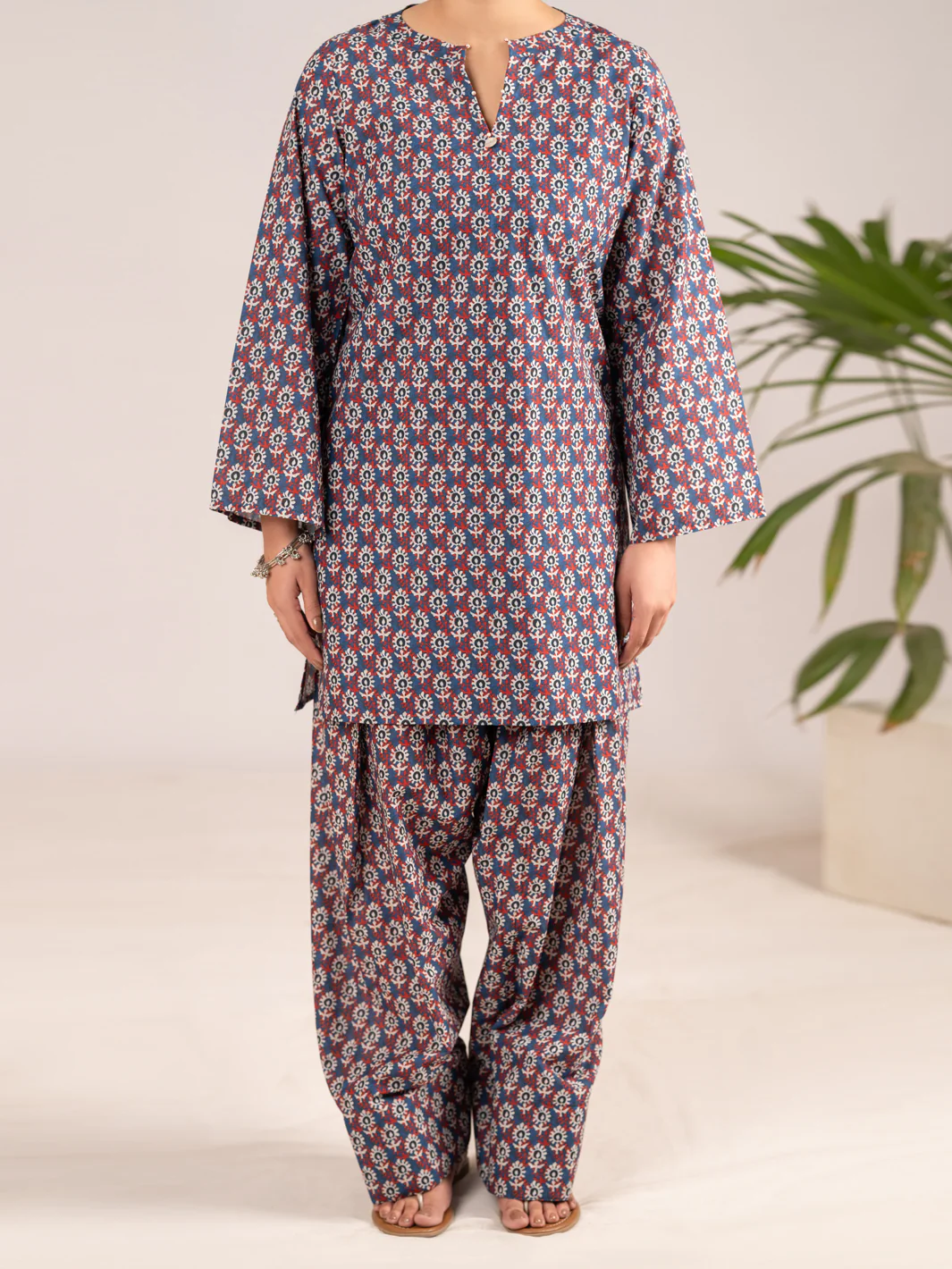 Multicolor Cambric Co-Ord Set - ALP-2PS-SLKS-2554