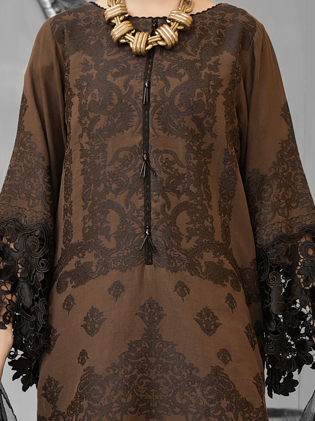 Black Jacquard 3Pc Stitched - ALP-1030 - Image 2