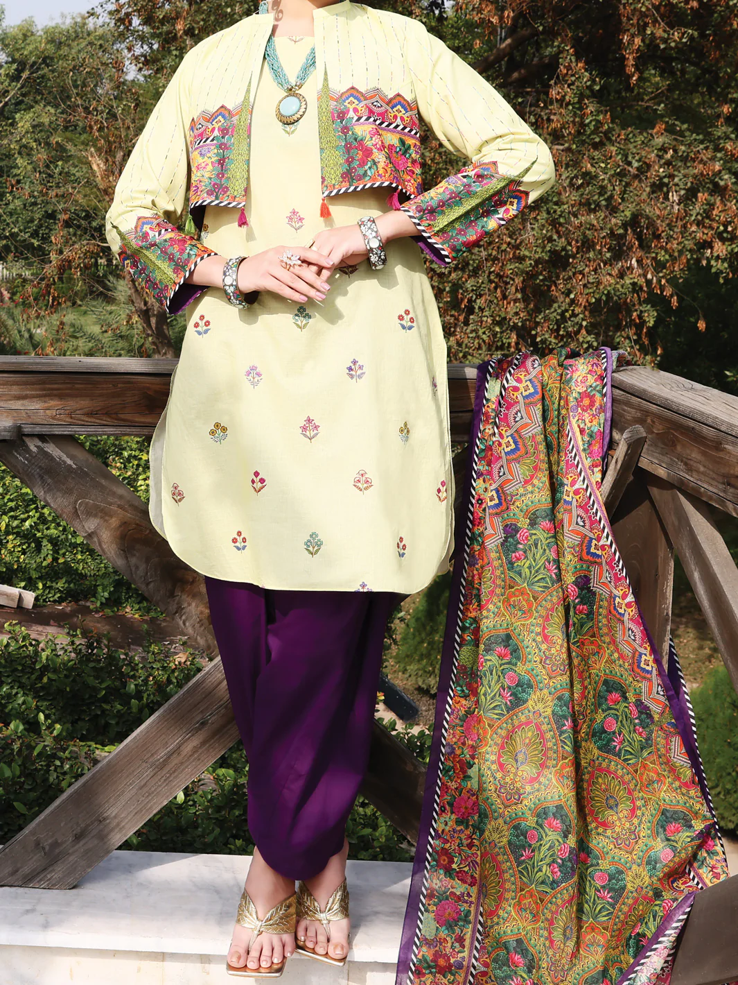 Lime Lawn 3Pc Stitched - ALP-3PS-1038