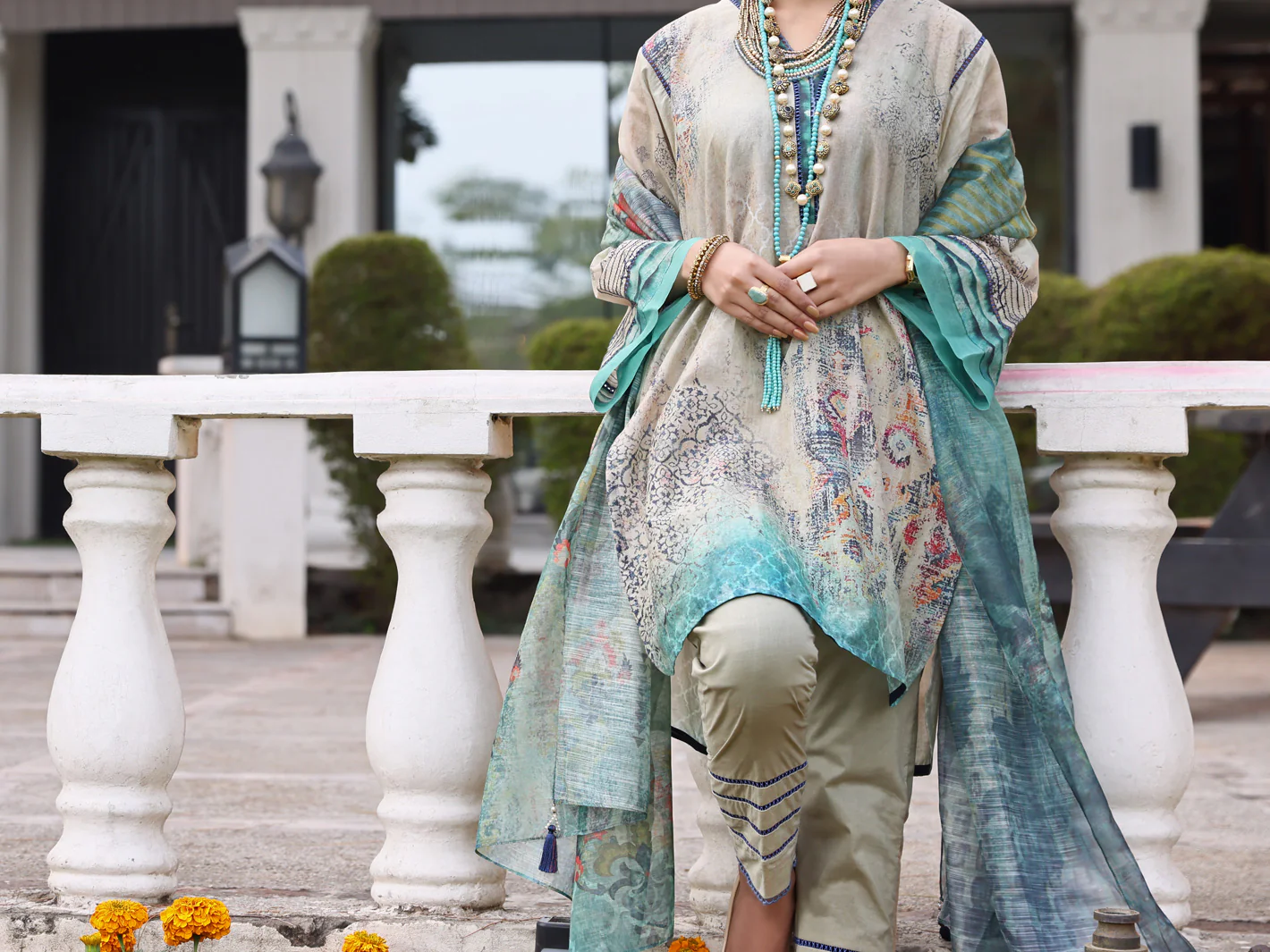 Teal Lawn 3Pc Stitched - ALP-3PS-1044/S - Image 4