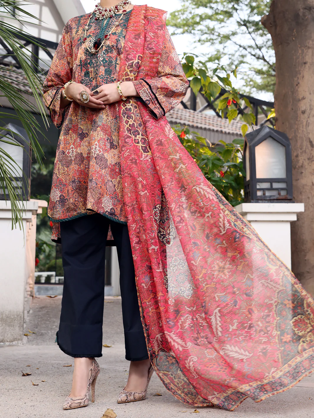 Rust Lawn 3Pc Stitched - ALP-3PS-1047/S