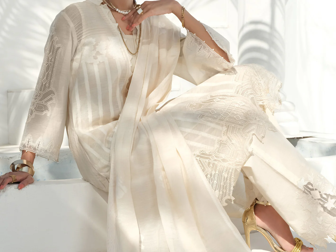 Cream Cotton Jacquard 3Pc Stitched - ALP-3PS-1056 - Image 4