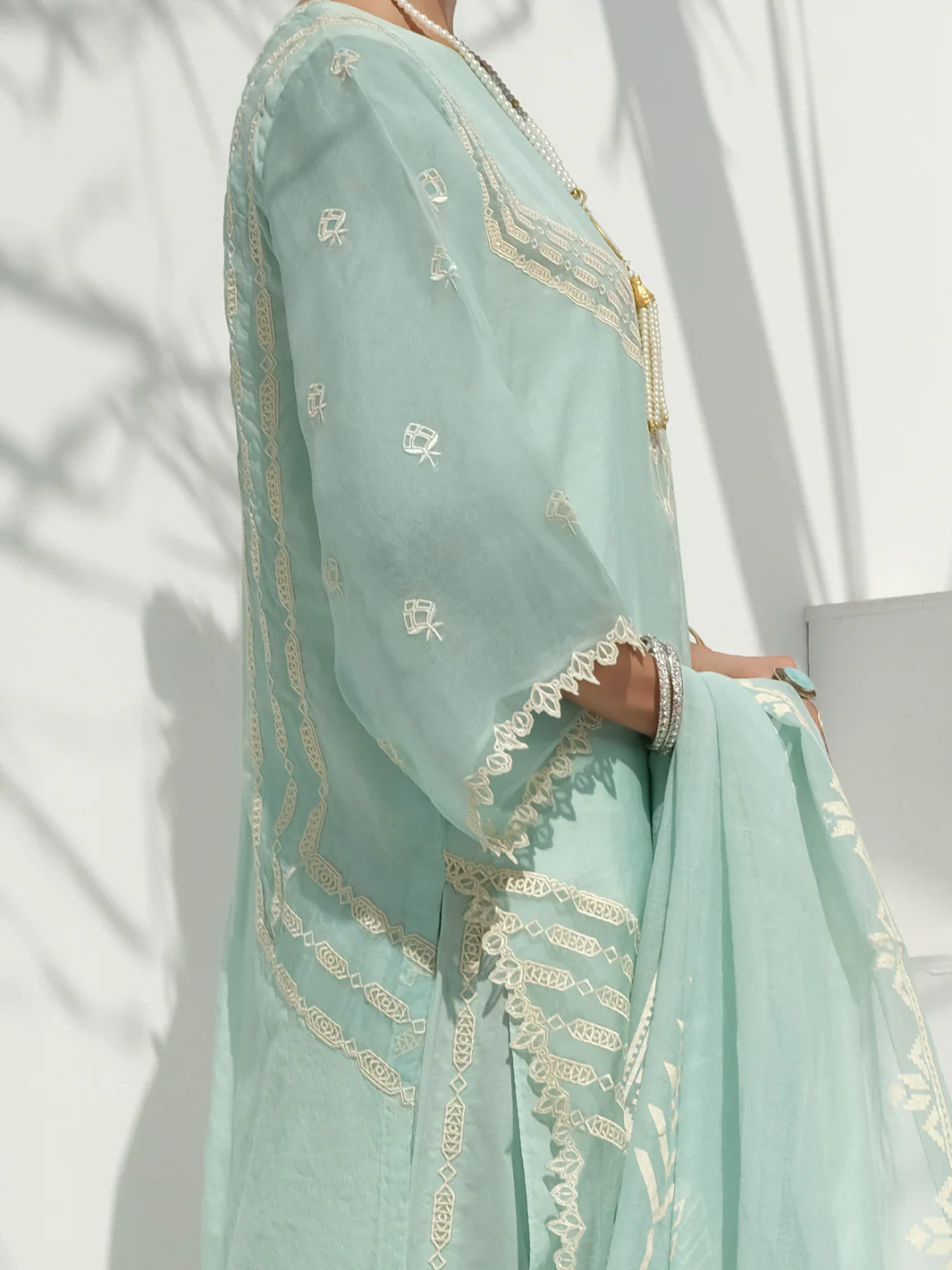 Sky Blue Swiss Voile + Khaddi Net 3Pc Stitched - ALP-3PS-1057 - Image 3